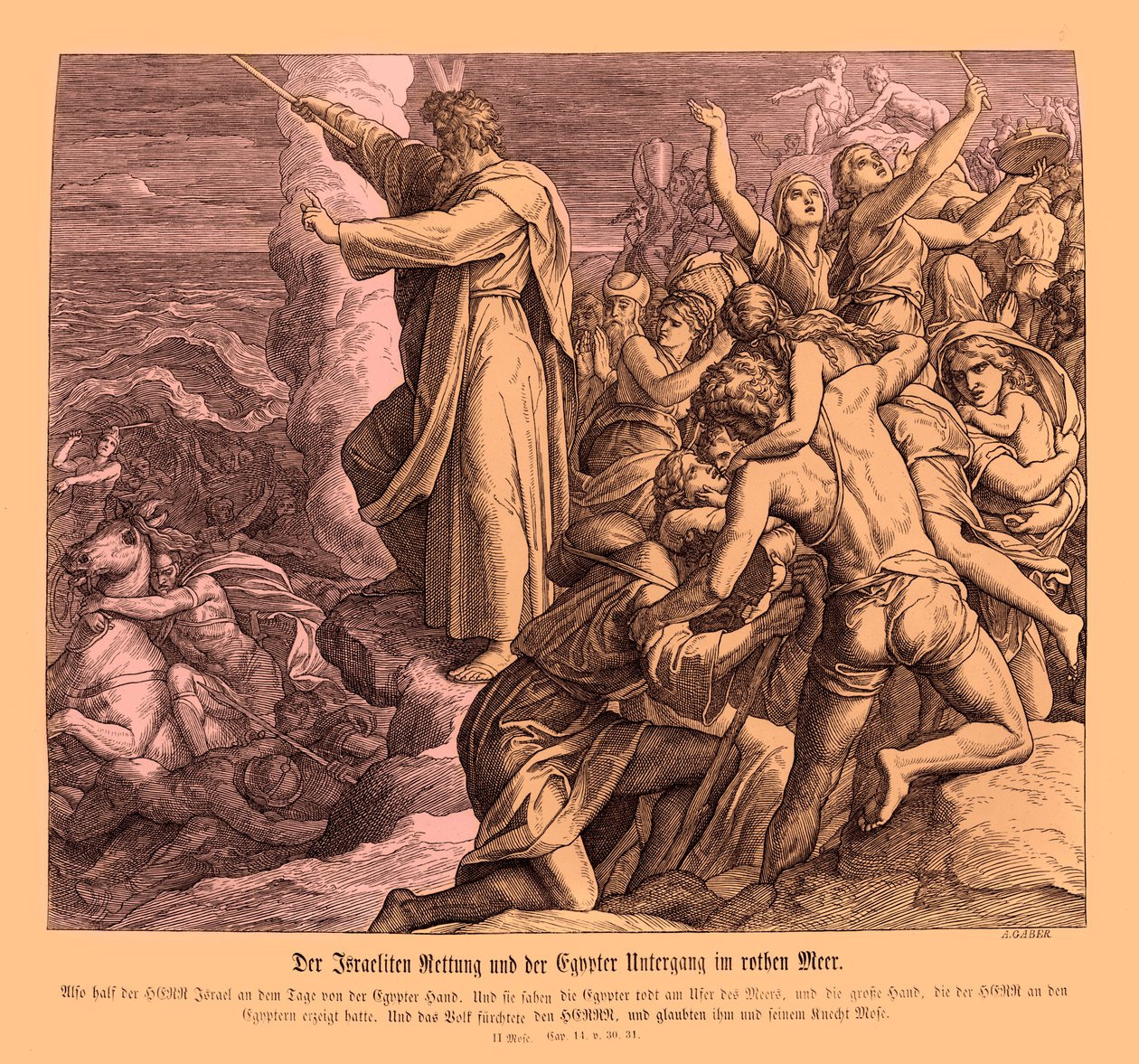 De doortocht door de Rode Zee, Exodus door Julius Schnorr von Carolsfeld