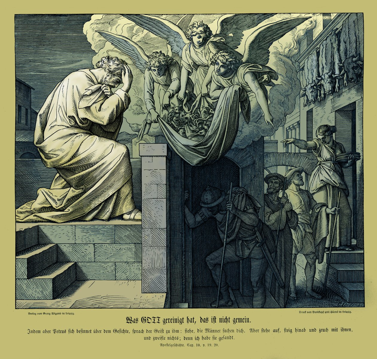 Petrus en de mannen van Cornelius, Handelingen van de Apostelen door Julius Schnorr von Carolsfeld