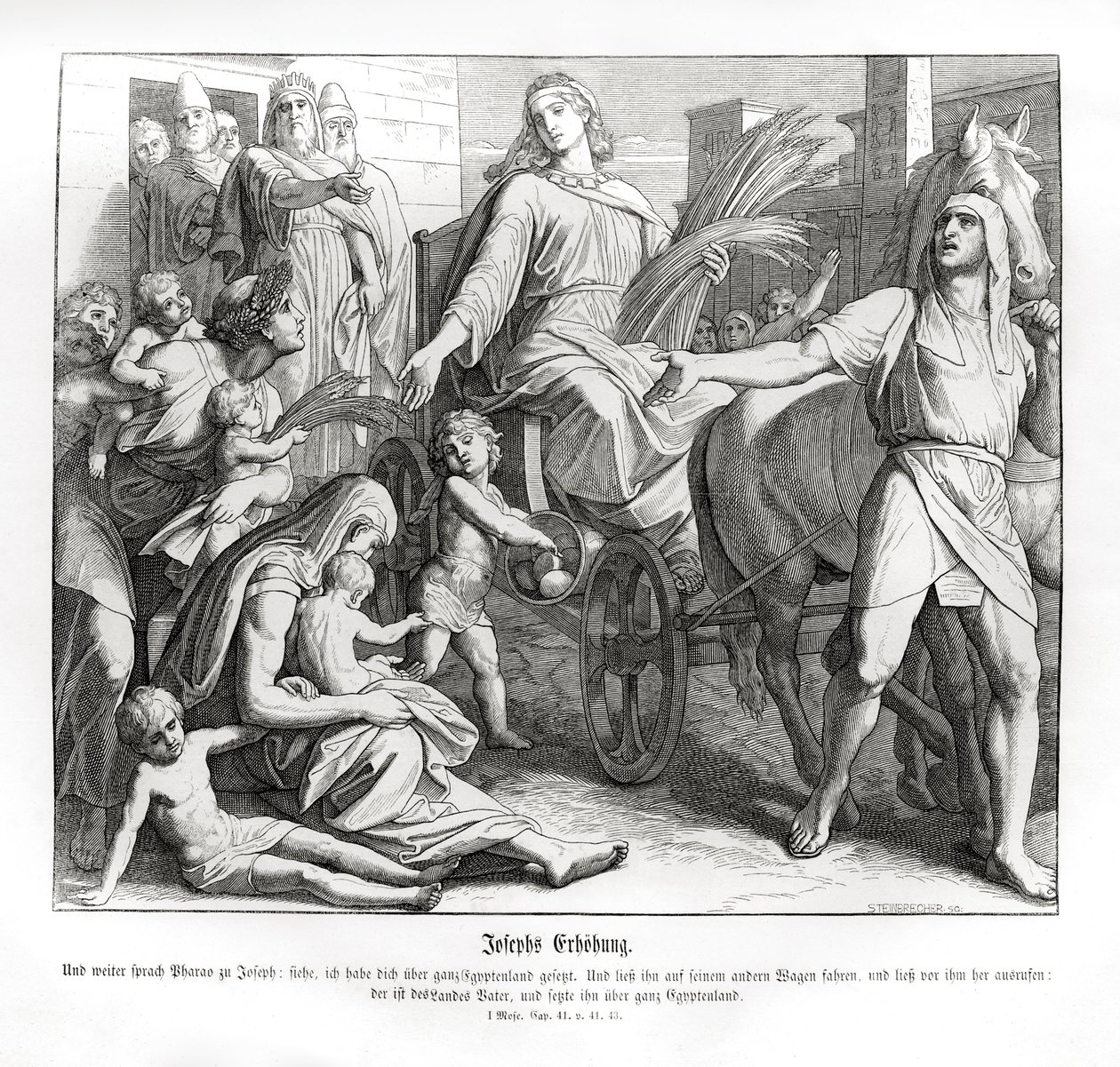 Farao maakt Jozef een leider over Egypte, Genesis door Julius Schnorr von Carolsfeld