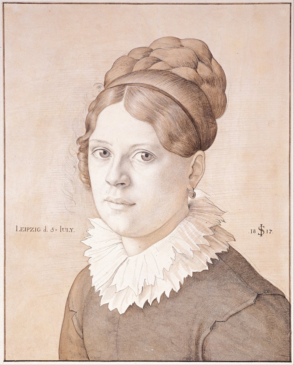 Portrait of Henriette Schnorr von Carolsfeld, 1817 door Julius Schnorr von Carolsfeld