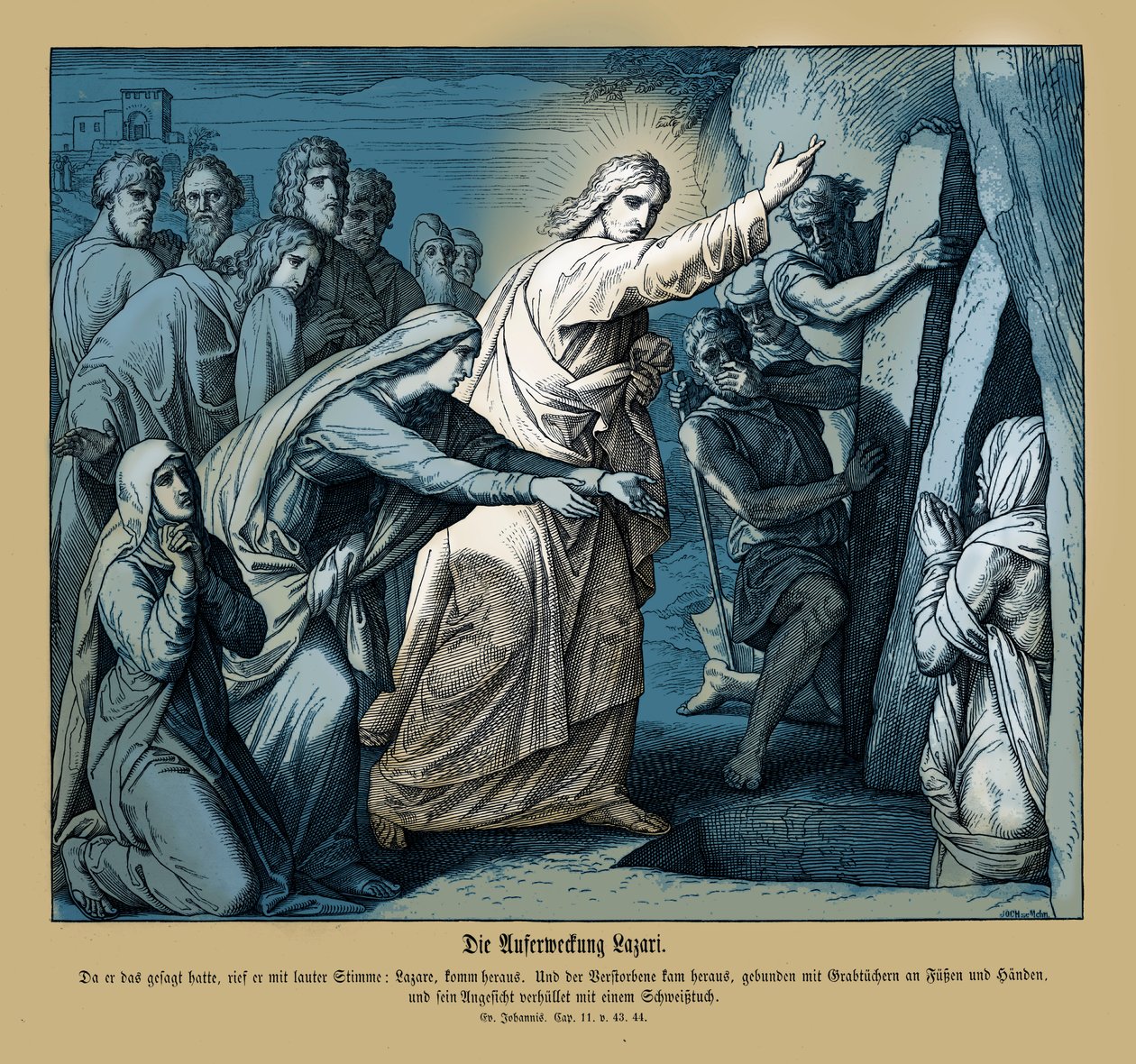 Opstanding van Lazarus, Evangelie van Johannes door Julius Schnorr von Carolsfeld