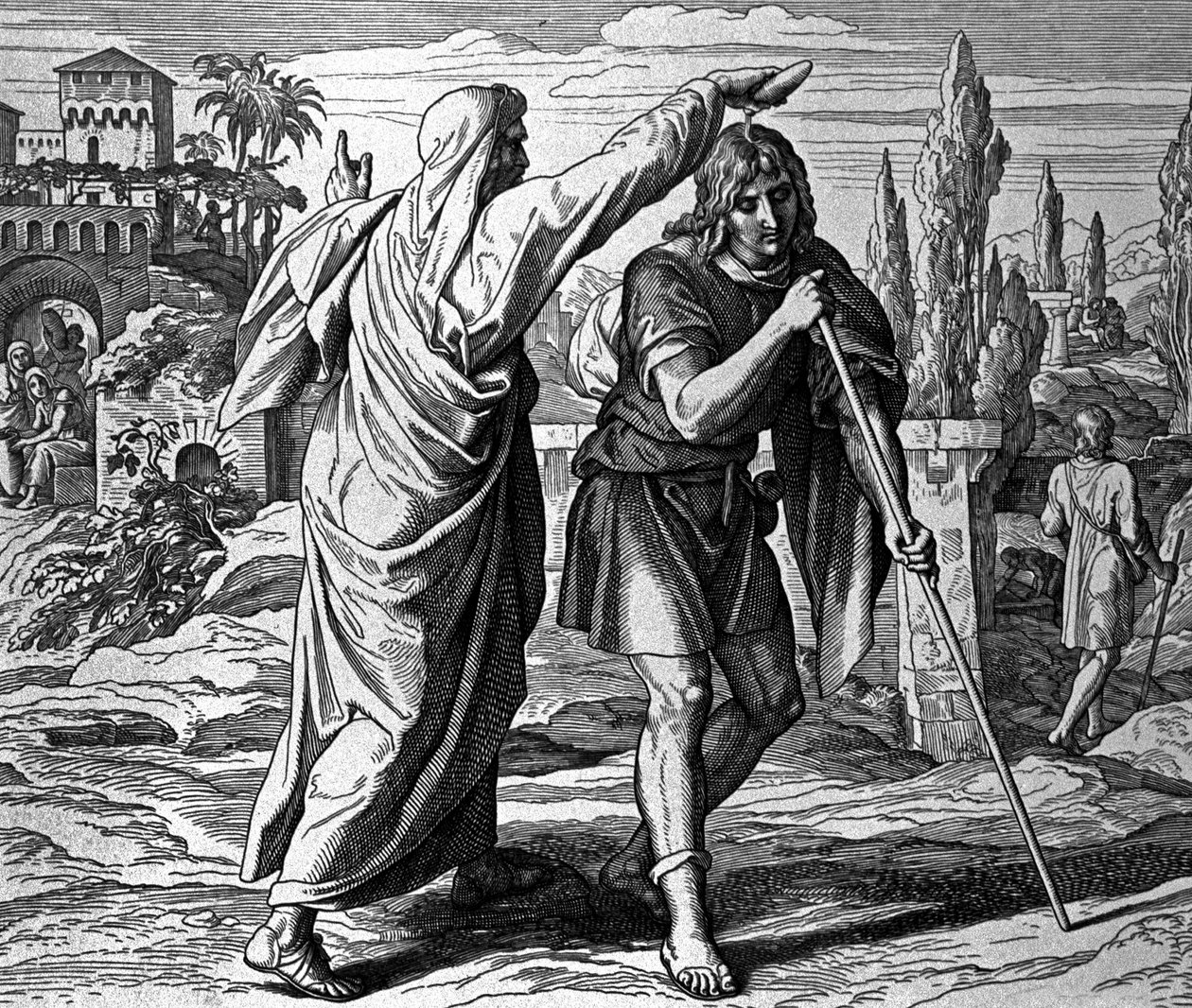 Samuel zalft Saul als koning van Israël door Julius Schnorr von Carolsfeld