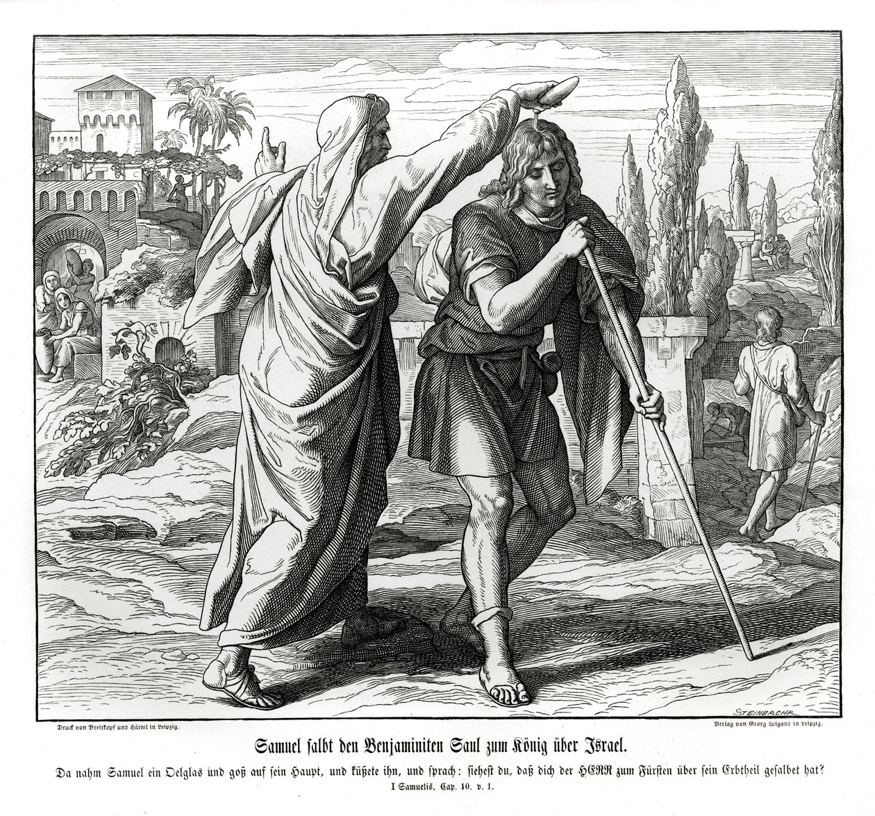 Samuel zalft Saul als koning van Israël door Julius Schnorr von Carolsfeld