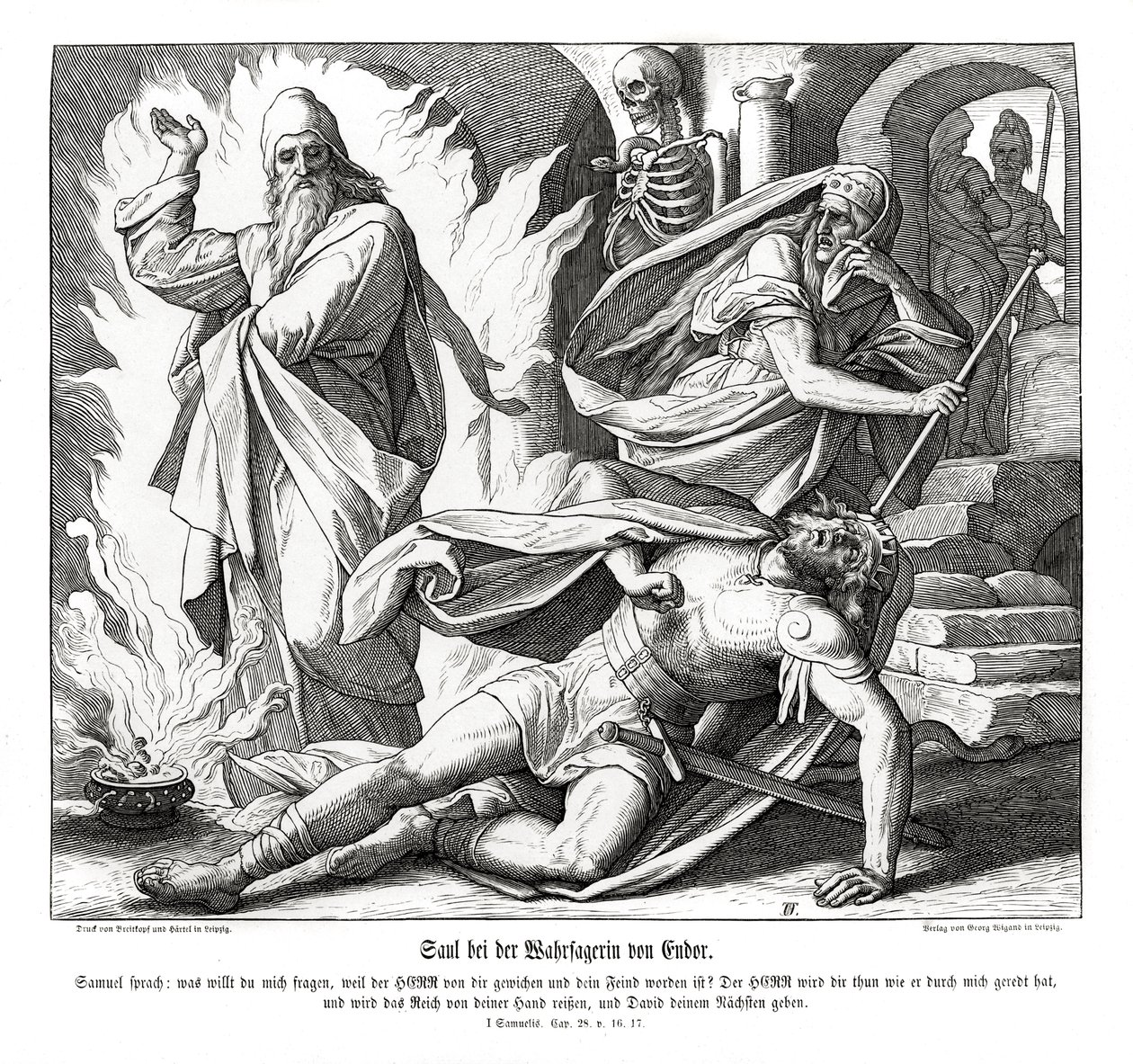 Saul bij de heks van Endor door Julius Schnorr von Carolsfeld