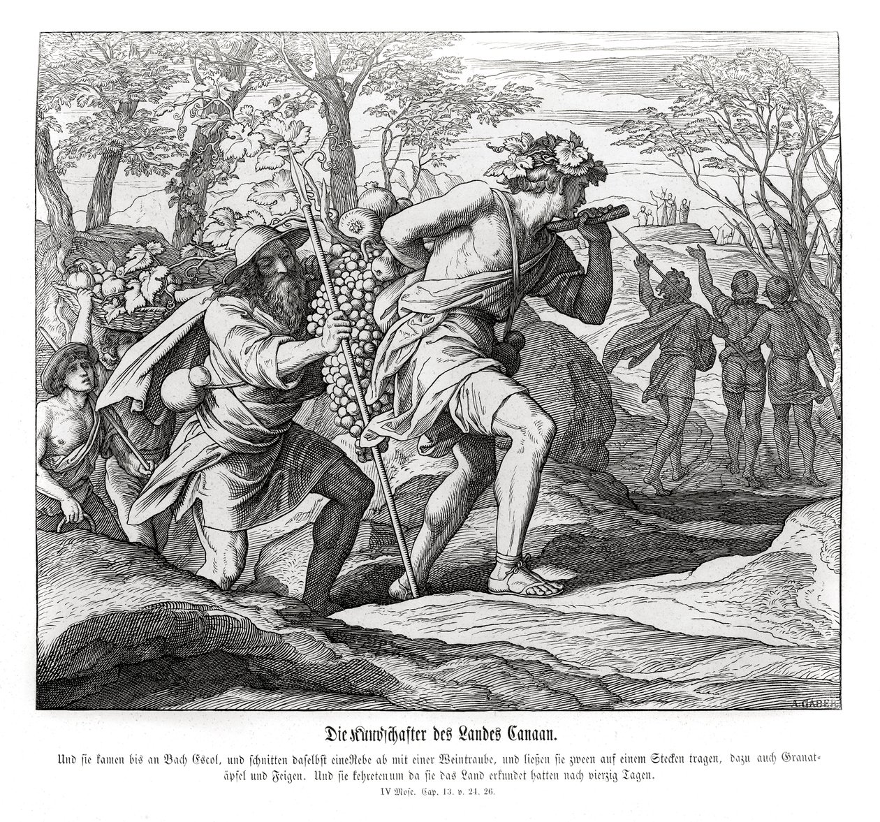Verkenners naar het land Kanaän, Numeri door Julius Schnorr von Carolsfeld