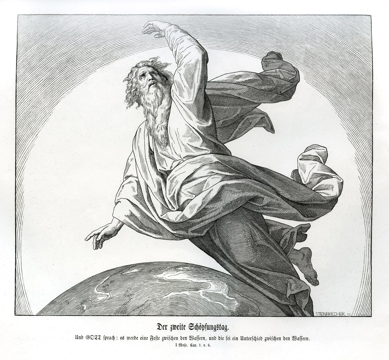 Tweede dag van de schepping, Genesis door Julius Schnorr von Carolsfeld