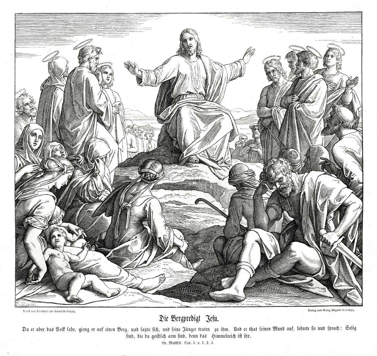 Bergrede, Evangelie van Matteüs door Julius Schnorr von Carolsfeld