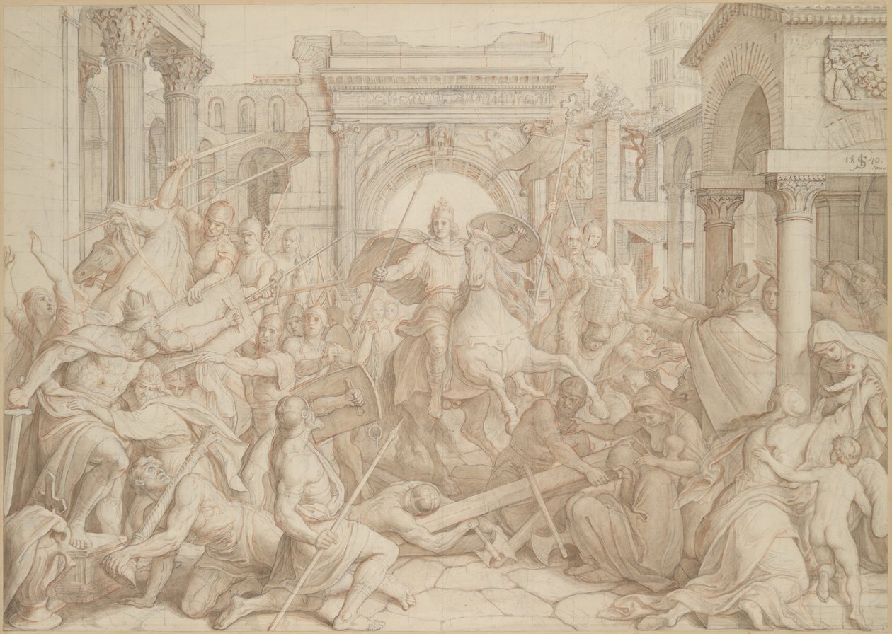 De intocht van Karel de Grote in Pavia, 1840 door Julius Schnorr von Carolsfeld