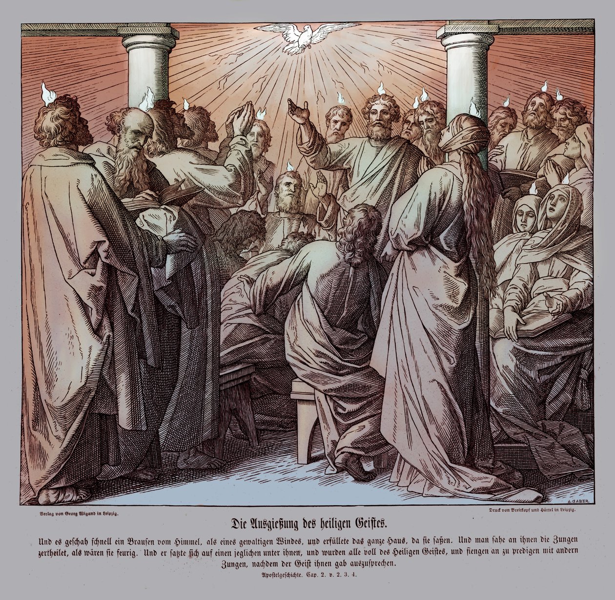 De apostelen worden vervuld met de Heilige Geest, Handelingen door Julius Schnorr von Carolsfeld