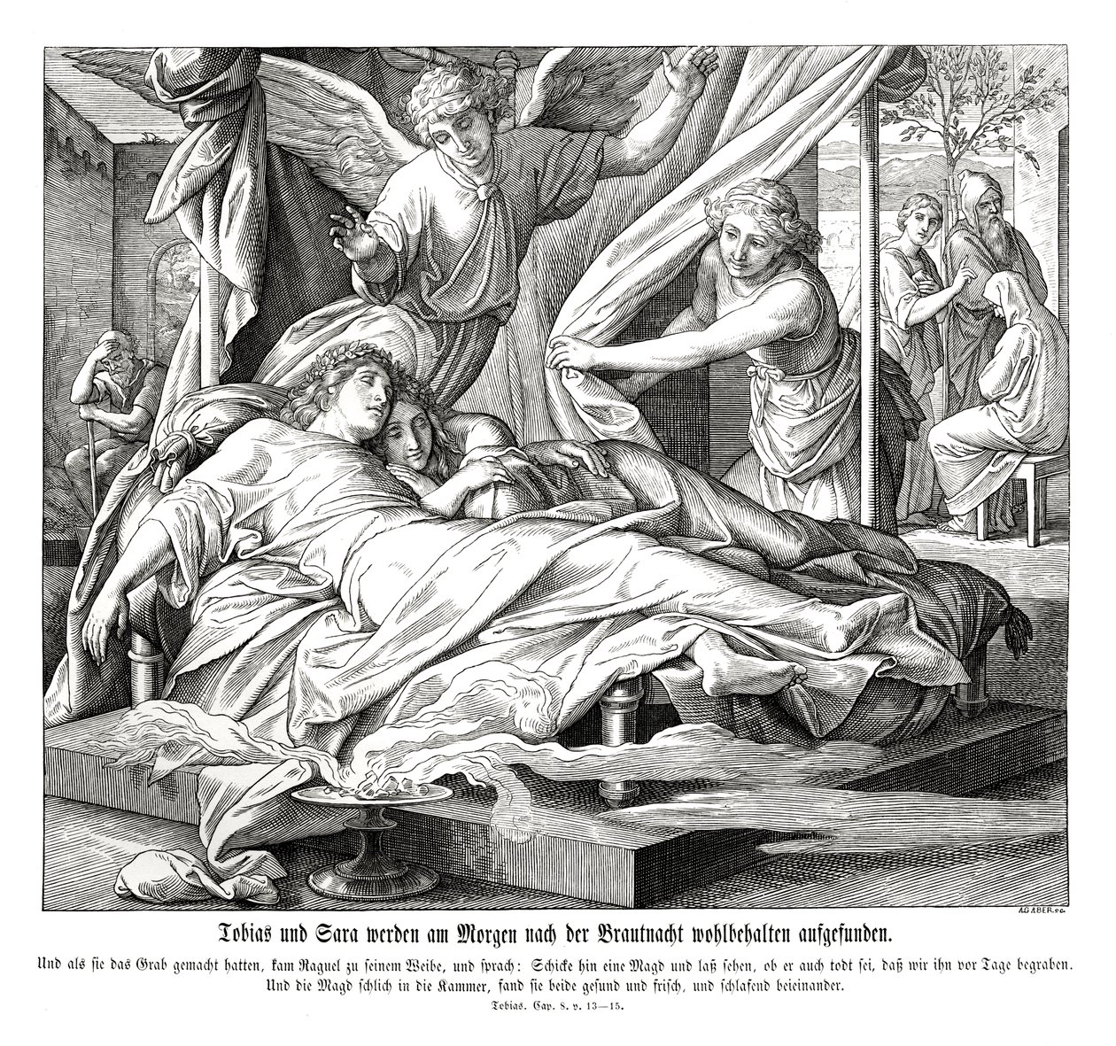 Tobias en Sarah zijn veilig, Boek van Tobit door Julius Schnorr von Carolsfeld