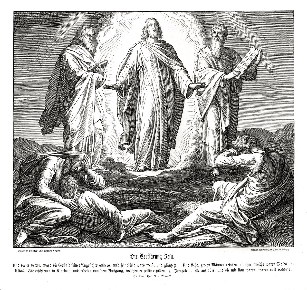 Transfiguratie van Jezus, Evangelie van Lucas door Julius Schnorr von Carolsfeld