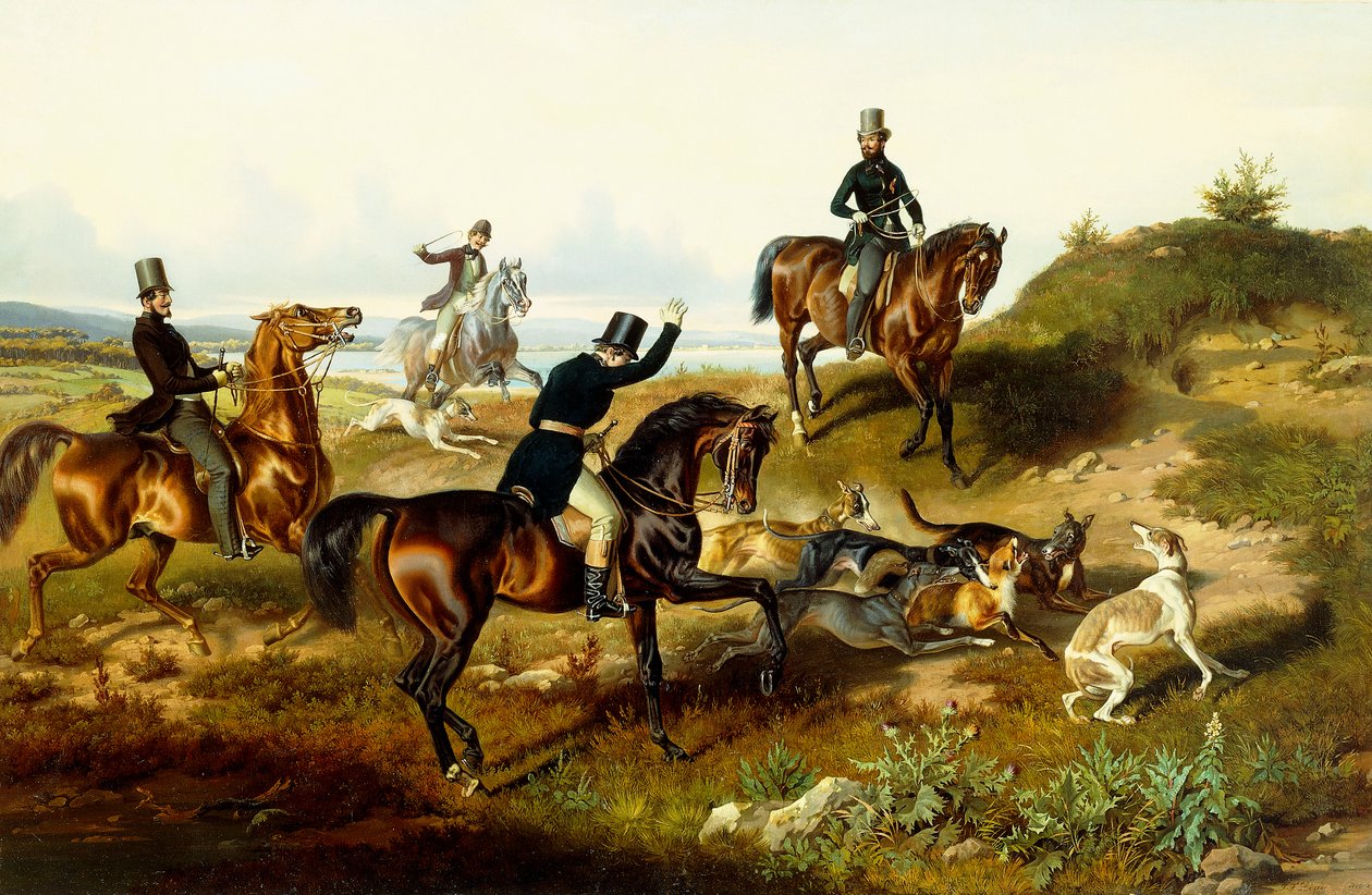 Frederik II met Zijn Jachtgezelschap door Julius Zimmerman