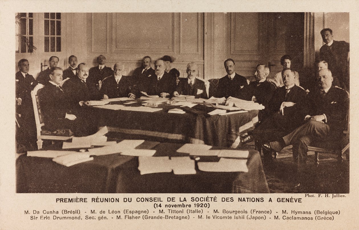 ontmoeting van de Raad van de Volkenbond in Genève door Jullien F. H.