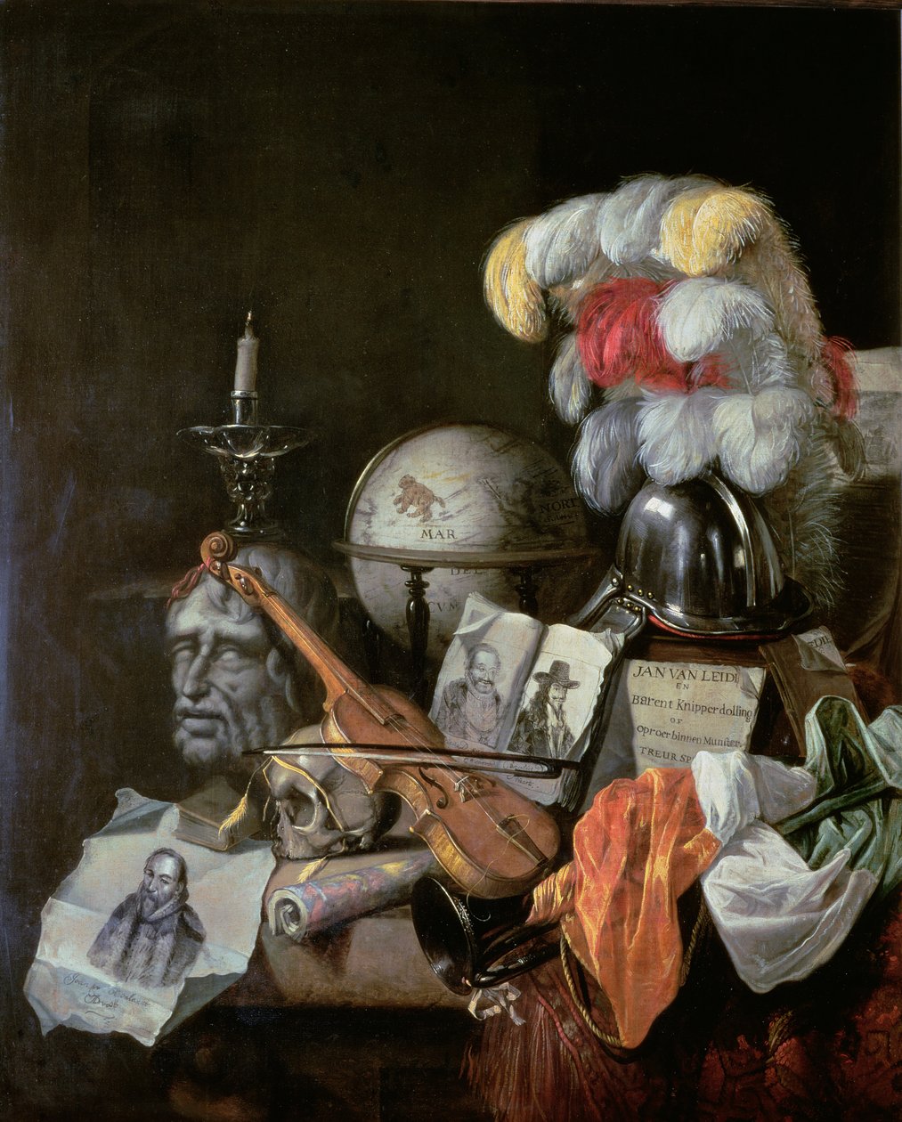 Vanitas (olieverf op doek) door Jurian van Streeck or Streek