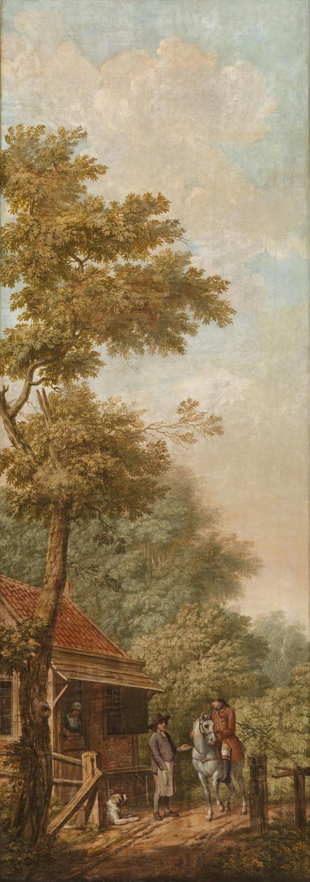 Behangsel met Hollands landschap, behorend bij de zaal van de Nieuwe Doelenstraat 22 door Jurriaan Andriessen