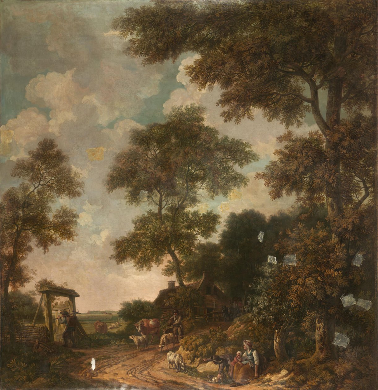 Behangsel met Hollands landschap, behorend bij de zaal van de Nieuwe Doelenstraat 22 door Jurriaan Andriessen