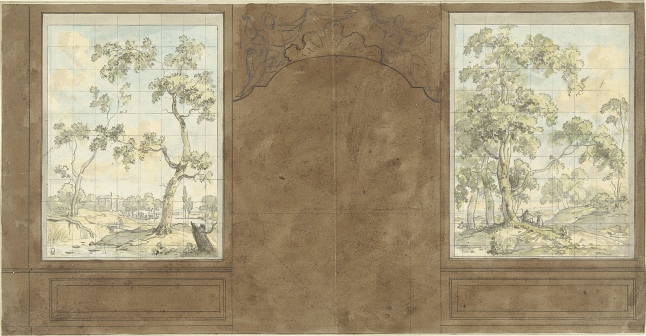 Ontwerp voor de kamerwand in de zaal van Jan de Groot, Keizersgracht 187 door Jurriaan Andriessen