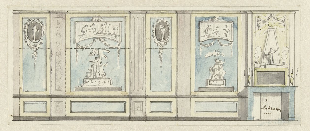 Ontwerp voor een kamerwand door Jurriaan Andriessen
