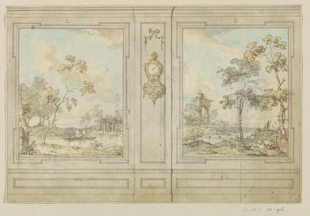 Ontwerptekening voor een kamerwand door Jurriaan Andriessen