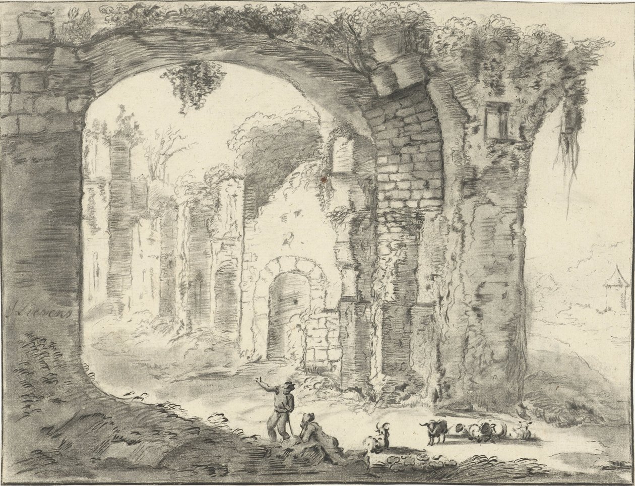 Landschap met ruïne door Jurriaan Cootwijck