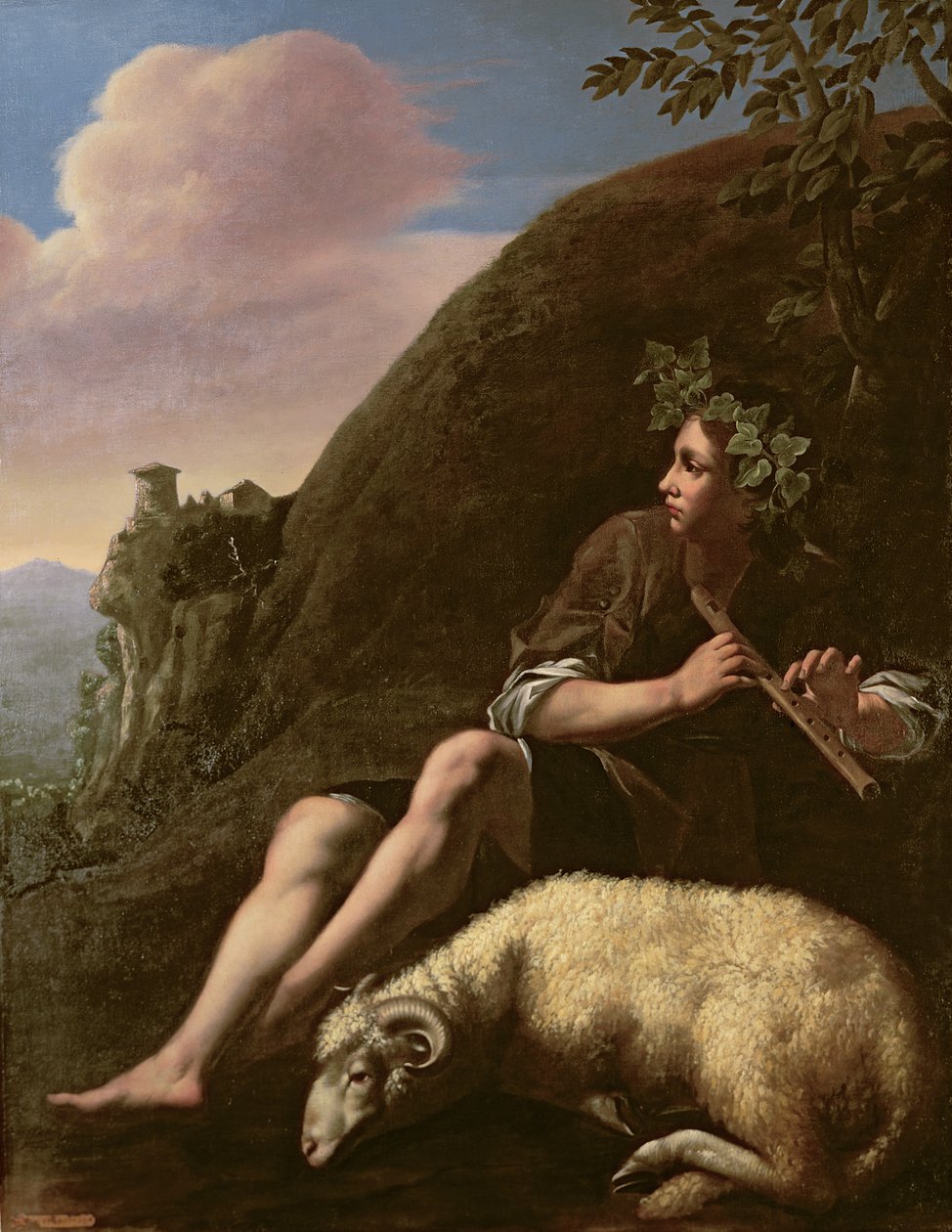 Pastoraal, Herder en Schapen (post restauratie) door Jusepe de (follower of) Ribera