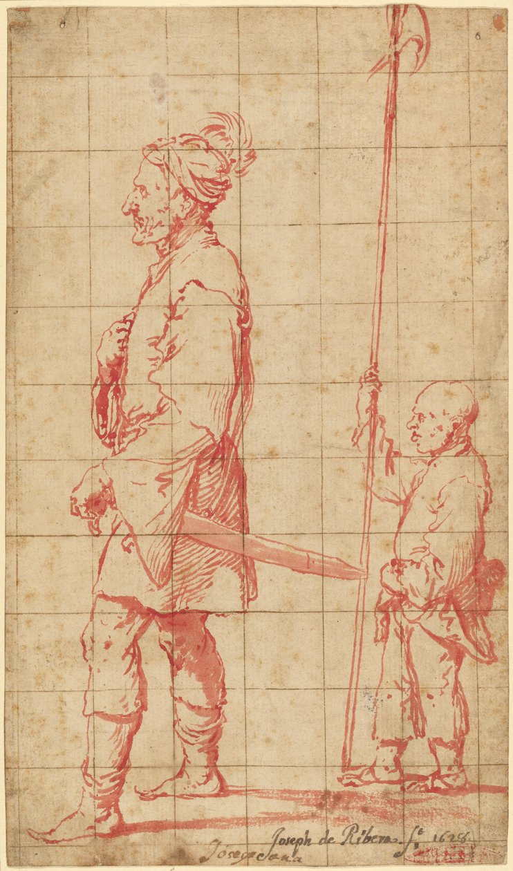 Een potentaat vergezeld door zijn hellebaarddrager door Jusepe de Ribera
