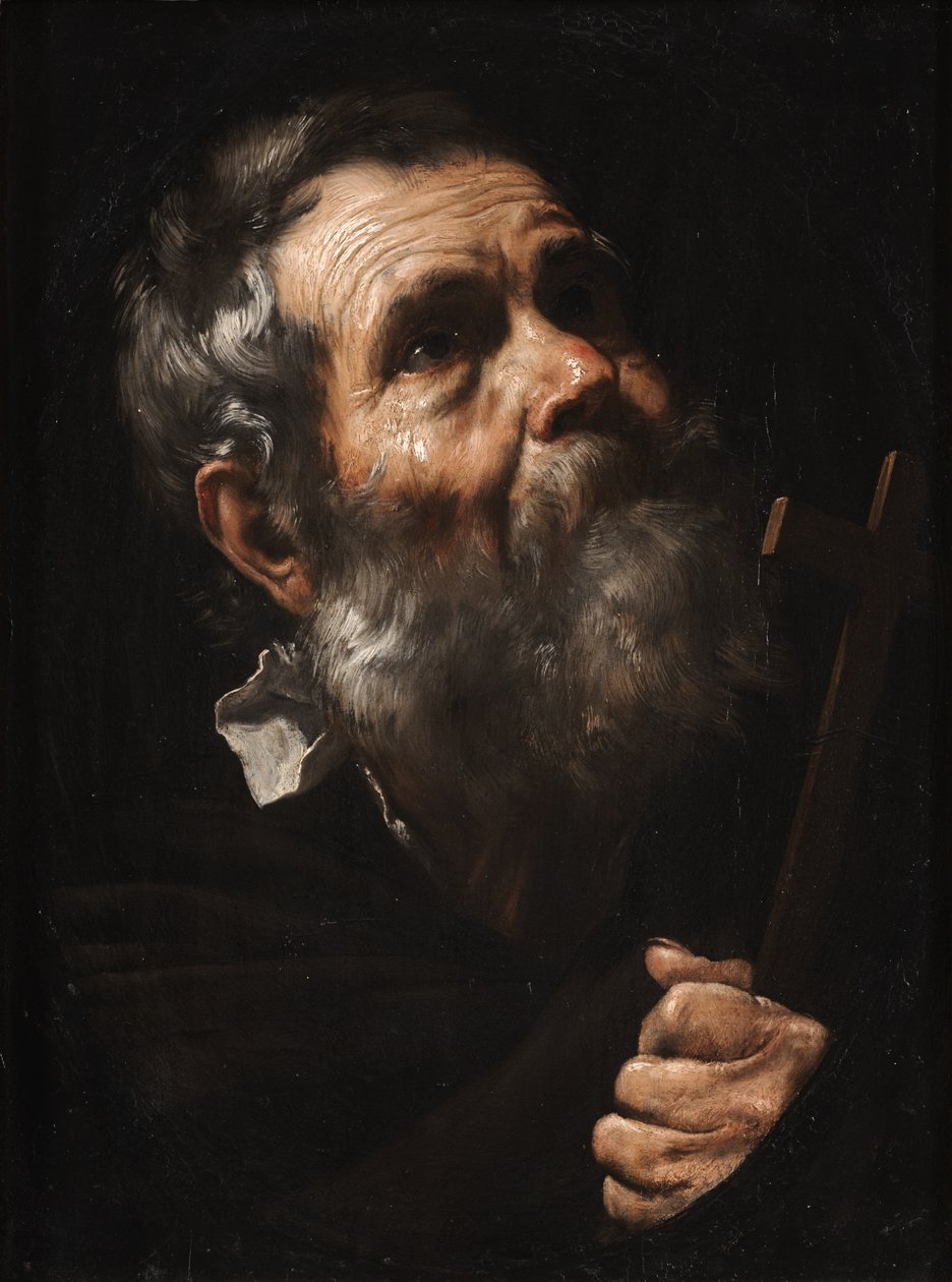 Een heilige die een kruis vasthoudt door Jusepe de Ribera
