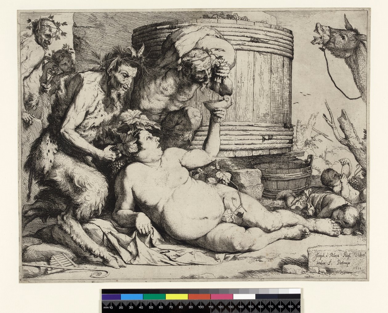 Dronken Silenus. Silenus bij het Wijnvat, voor 1652 door Jusepe de Ribera