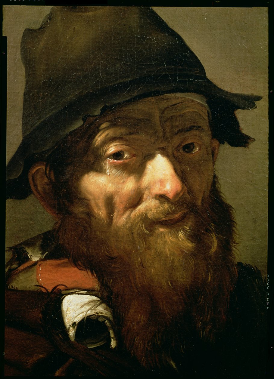 Hoofd van een Oude Man, detail van Portret van een Oude Man met een Ui door Jusepe de Ribera