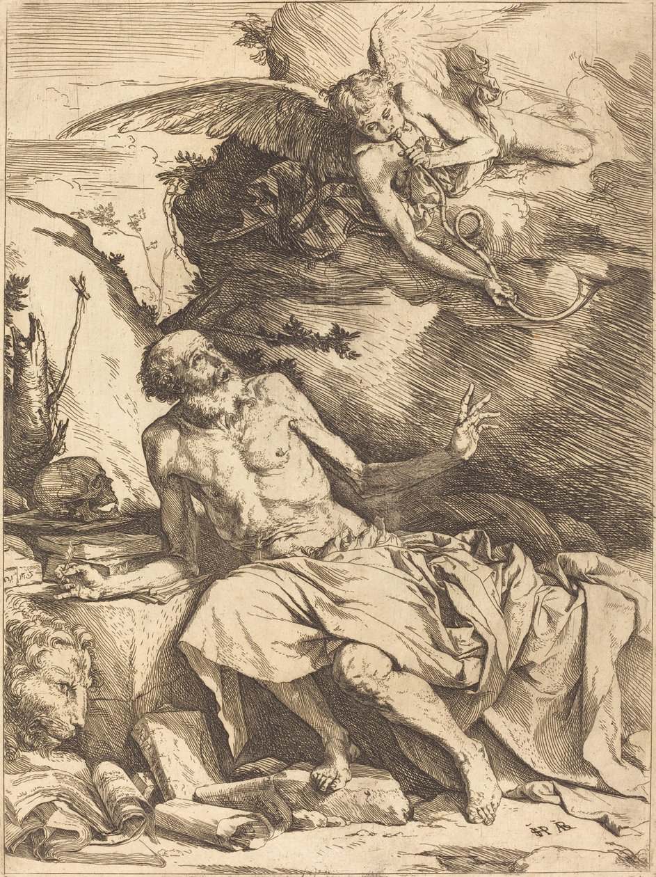 Sint Hiëronymus hoort de trompet van het laatste oordeel door Jusepe de Ribera
