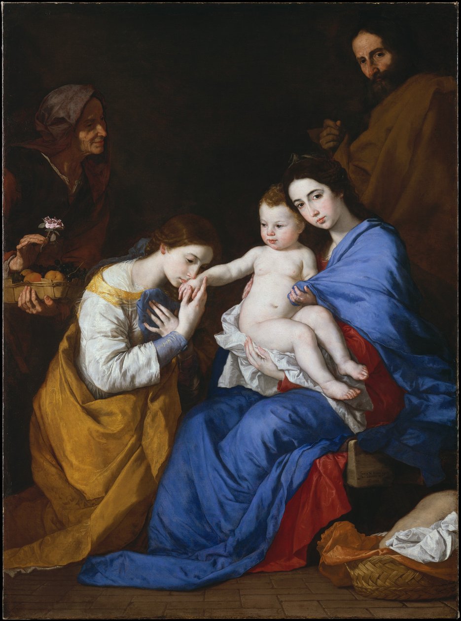 De Heilige Familie met de heiligen Anna en Catharina van Alexandrië door Jusepe de Ribera