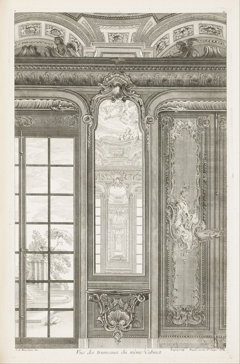 Uitzicht op de Trumeaux van dezelfde Kamer; Uitzicht op de Trumeaux van dezelfde Kamer, 3e Plaat door Juste Aurèle Meissonnier