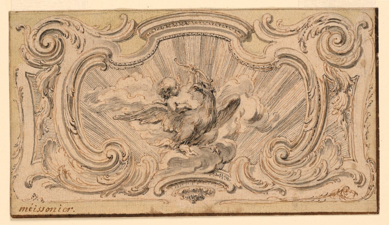 Ontwerp voor een ornamentpaneel door Juste Aurèle Meissonnier
