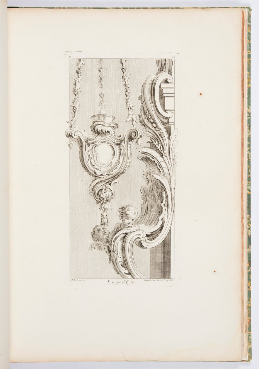 Kerk Lamp, plaat 83, uit Oeuvres de Juste-Aurèle Meissonnier (Werken van Juste-Aurèle Meissonnier) door Juste Aurèle Meissonnier