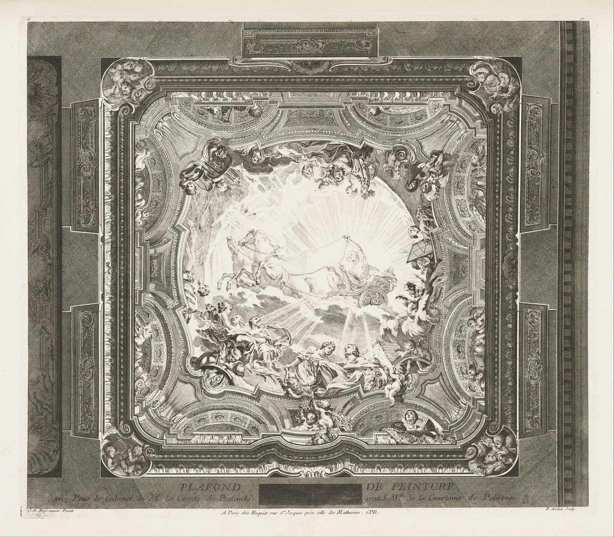 Plafond de peinture, 4e plaat door Juste Aurèle Meissonnier