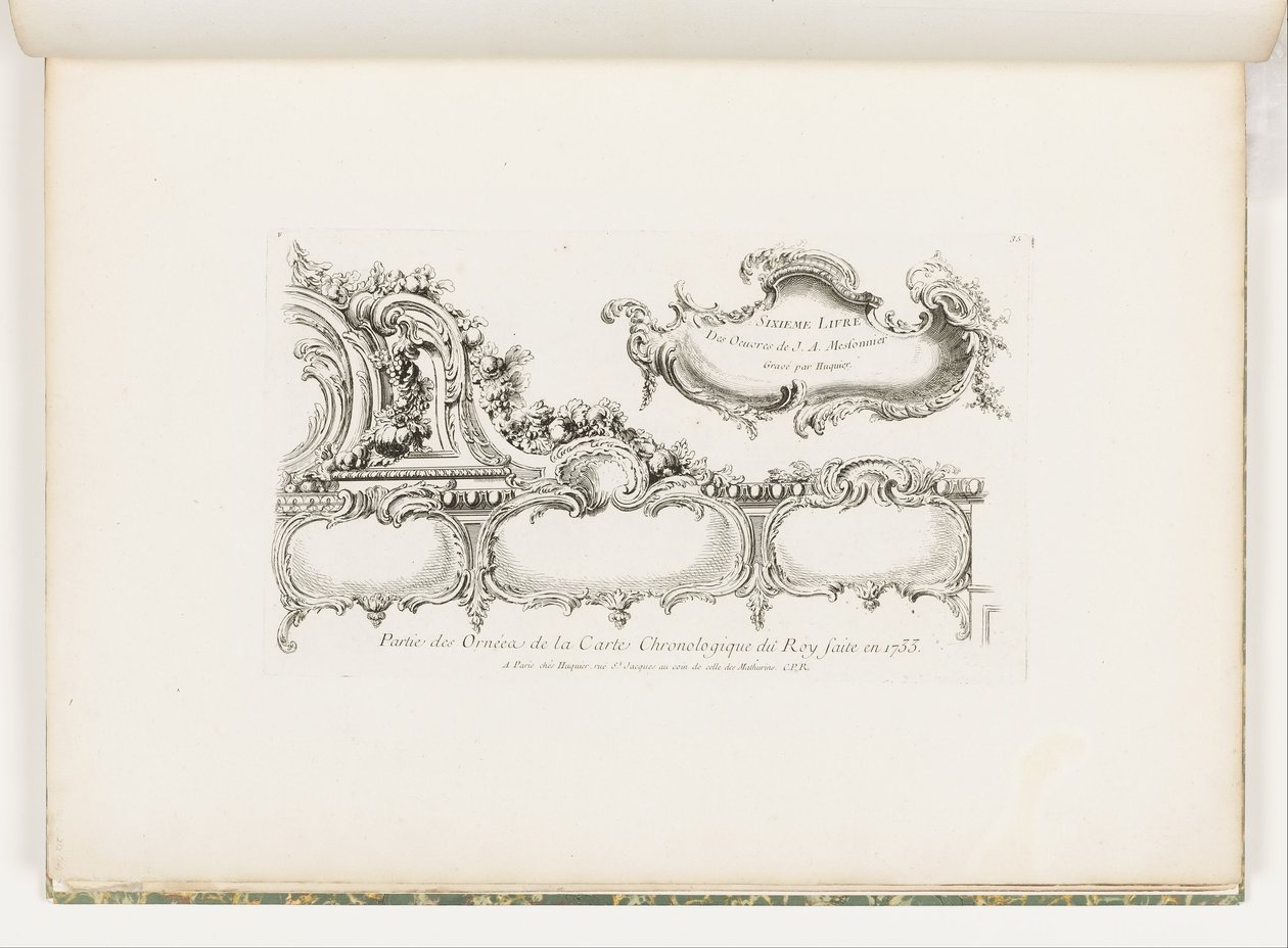Deel van de versiering van de chronologie van de koning uit 1733 (Oude Testament), pl. 35 in Oeuvre de Juste Aurele Meissonnier door Juste Aurèle Meissonnier