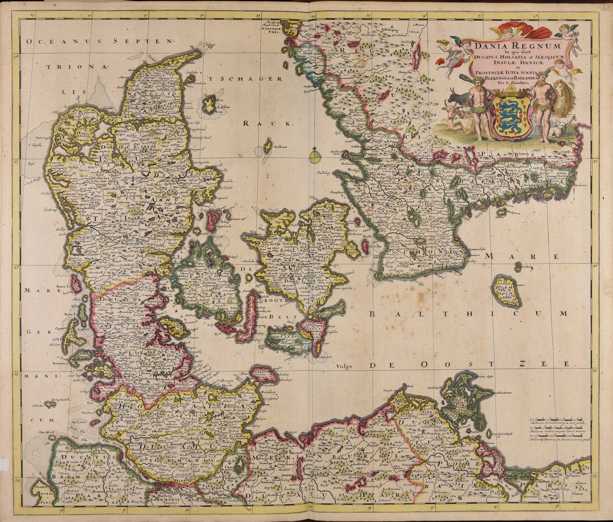 Dania regnum : in quo sunt ducatus Holsatia et Slesvicum insulae Danicae et provinciae Iutia Scania Blekingia et Hallandia door Justus Danckerts