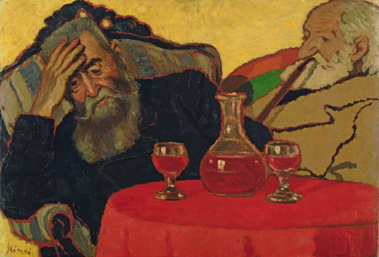 Mijn vader met oom Piacsek die rode wijn drinkt, 1907 door József Rippl Rónai