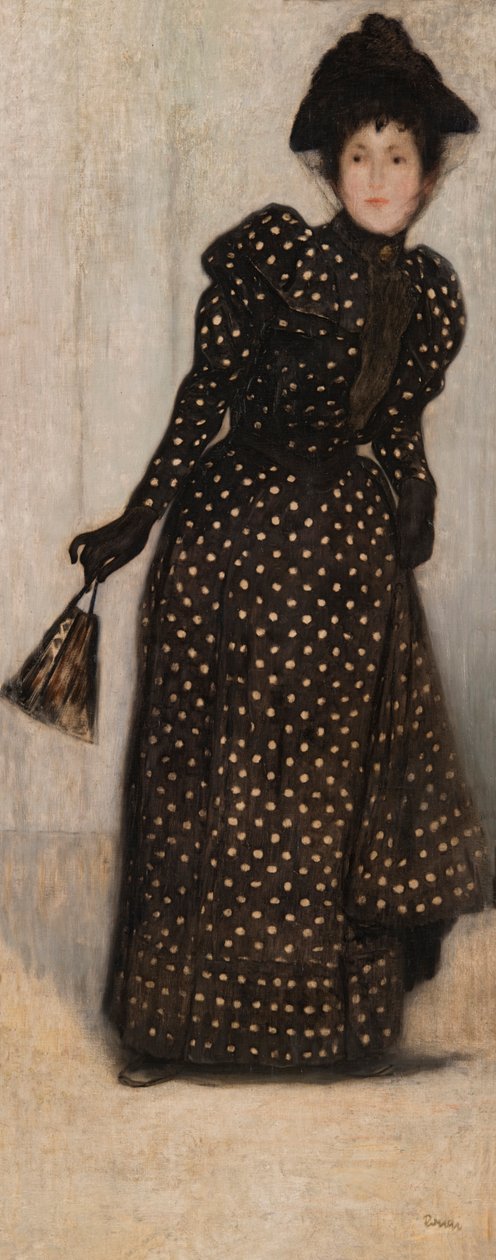Vrouw in een witte jurk met stippen, 1889 door József Rippl Rónai