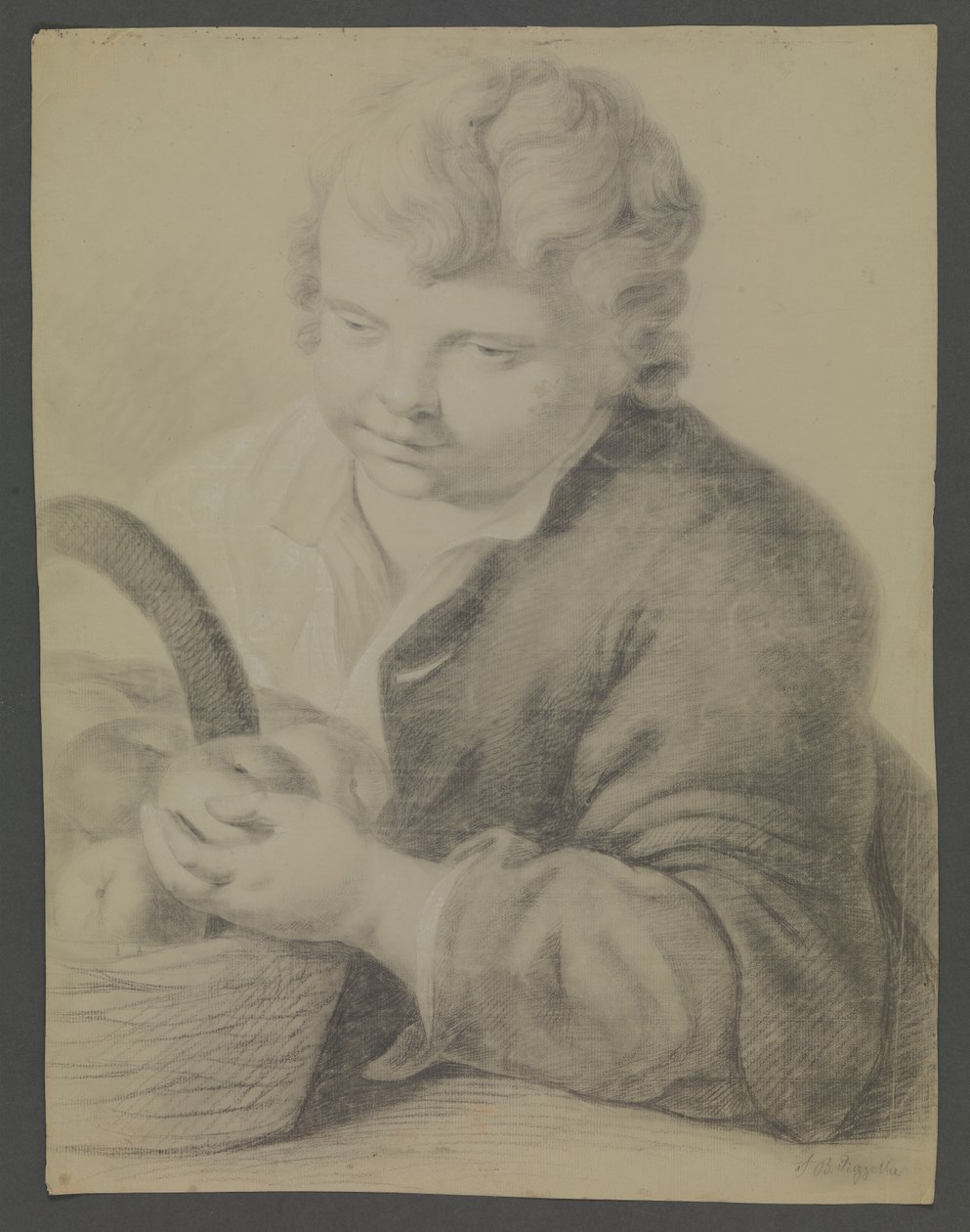 Jongen in halve lengte met een mand fruit door KKSgb5498 Ubekendt