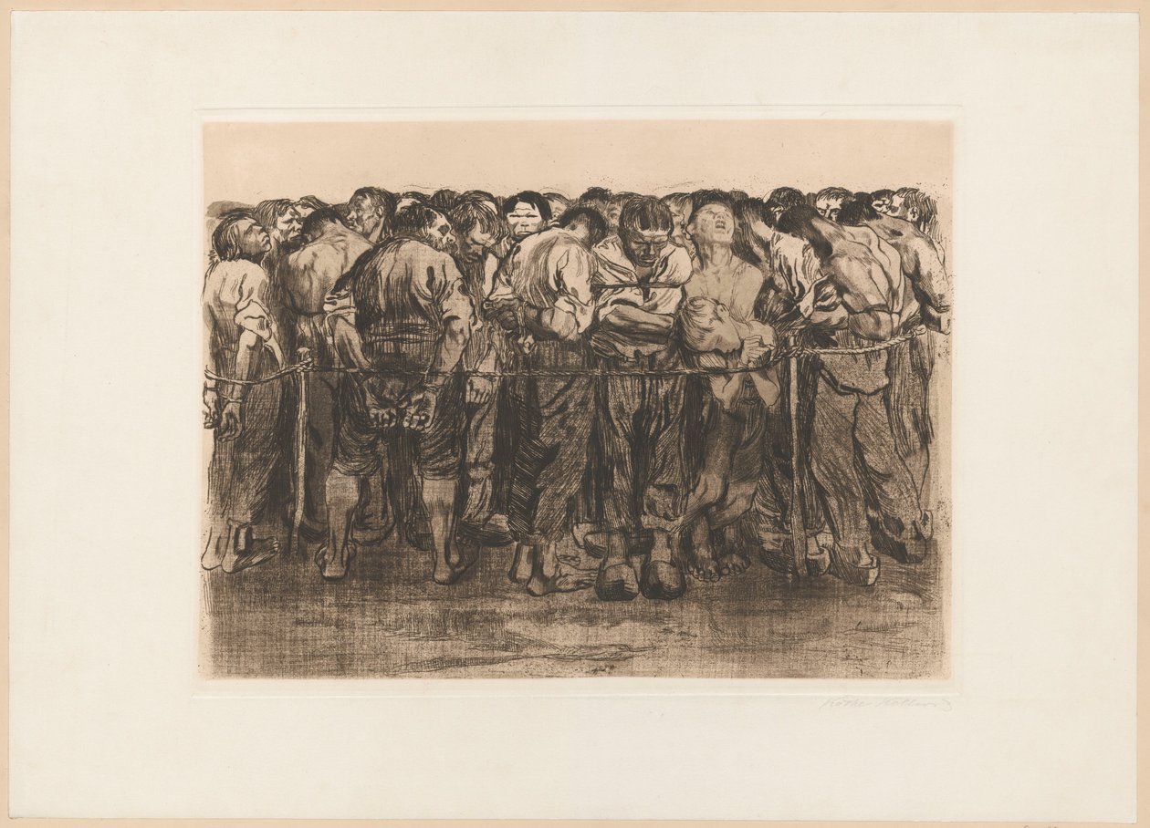 De gevangenen, blad VII uit de cyclus: De Boerenoorlog door Käthe Kollwitz