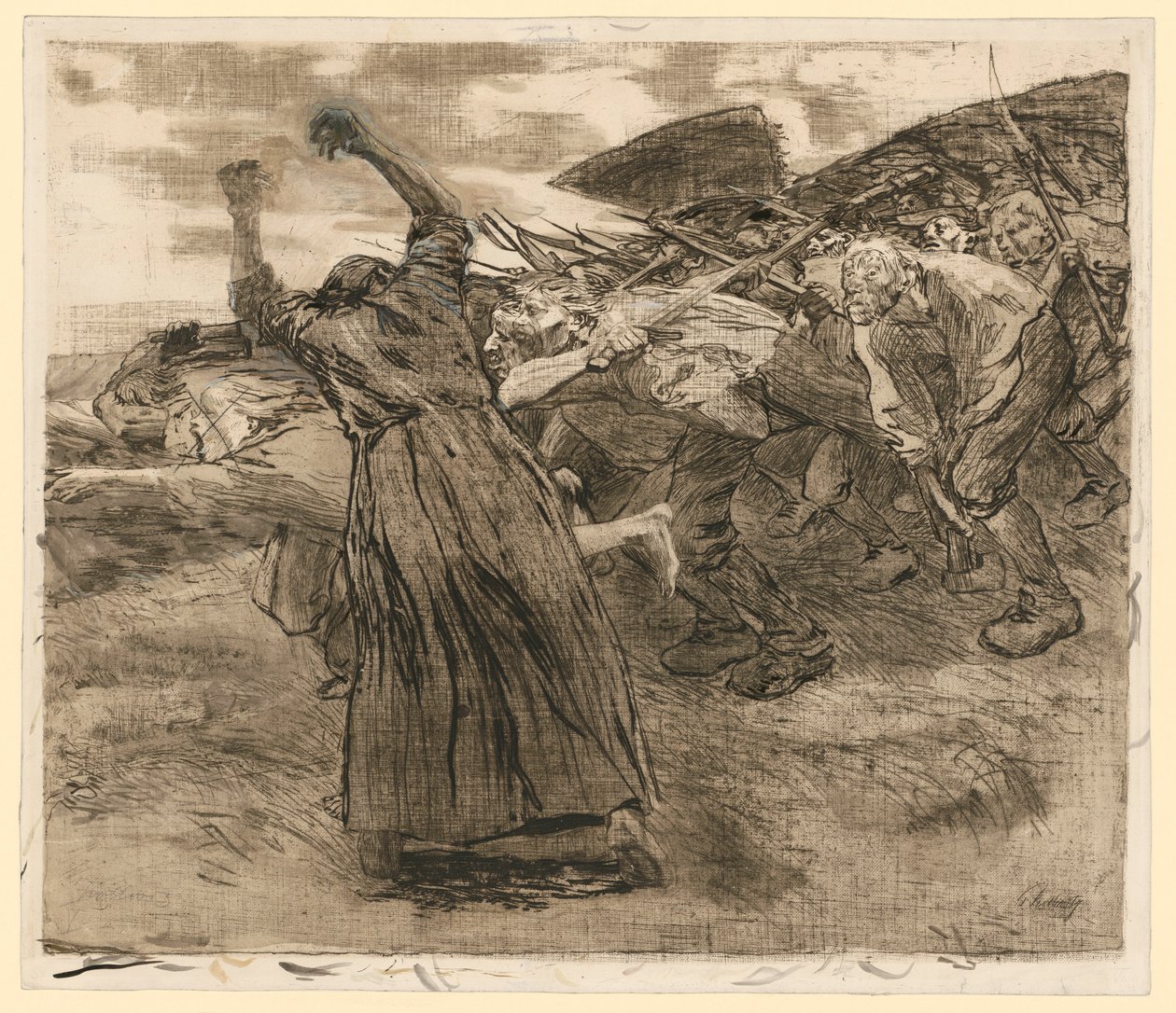 Losblad (blad 5 uit "Bauernkrieg", 5e staat) door Käthe Kollwitz