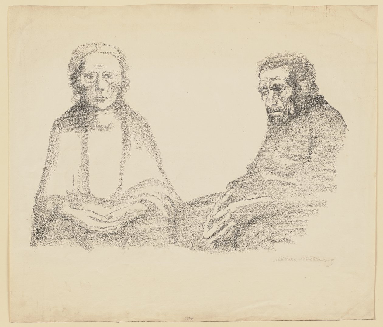 Afgewezen tweede versie van blad 3 uit de cyclus ‘Oorlog’ door Käthe Kollwitz