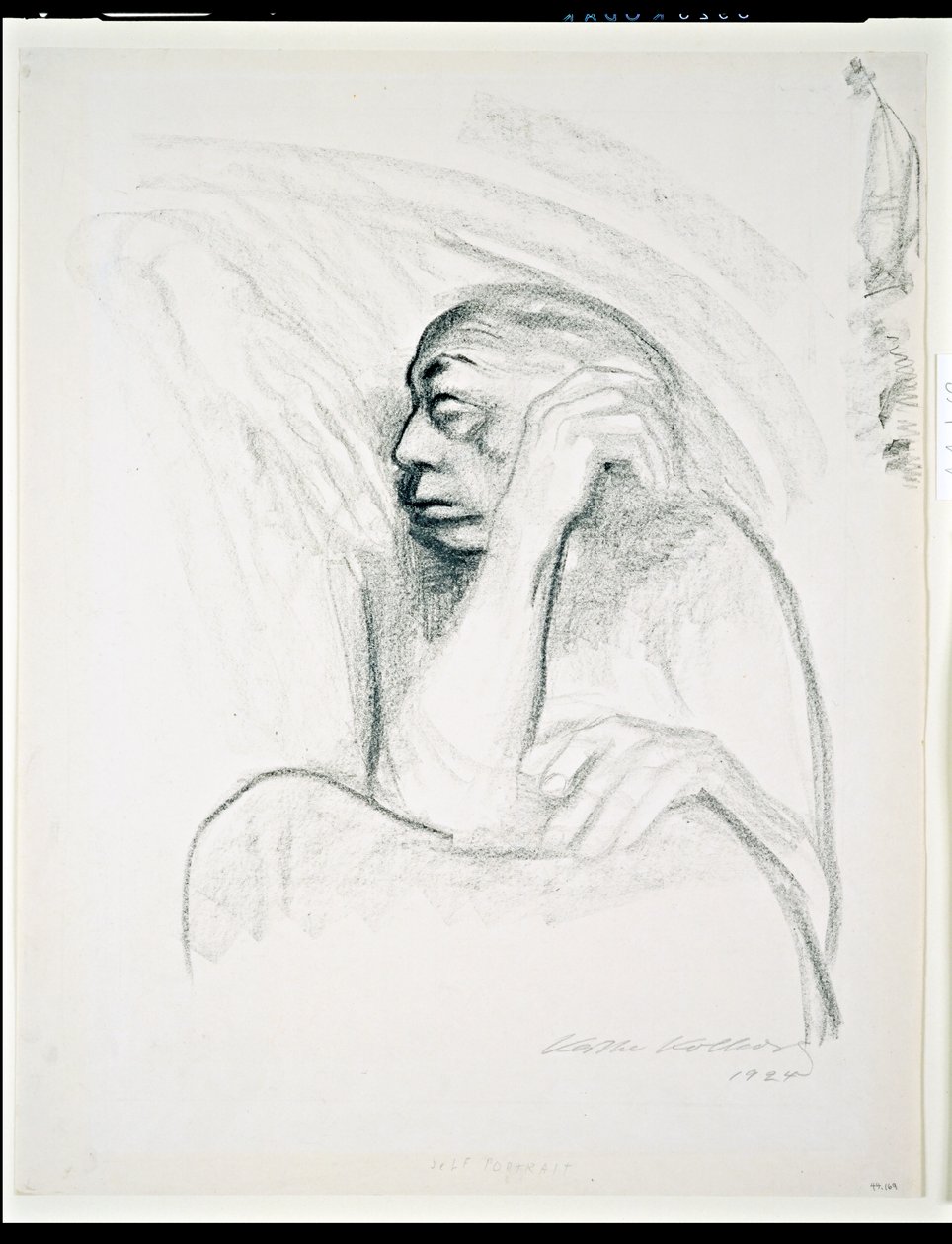Zelfportret met de hand van de dood, 1924 door Käthe Kollwitz