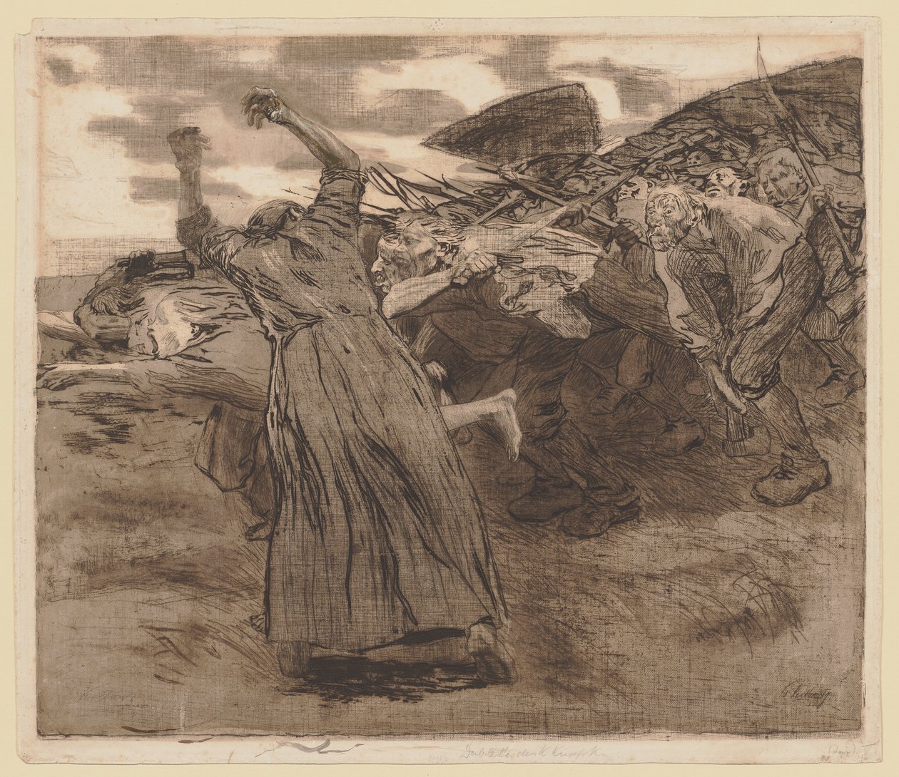 Blad 5 uit de serie ‘Boerenoorlog’ door Käthe Kollwitz