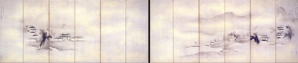 LANDSCHAP MET TEMPELS door Kaiho Yusho