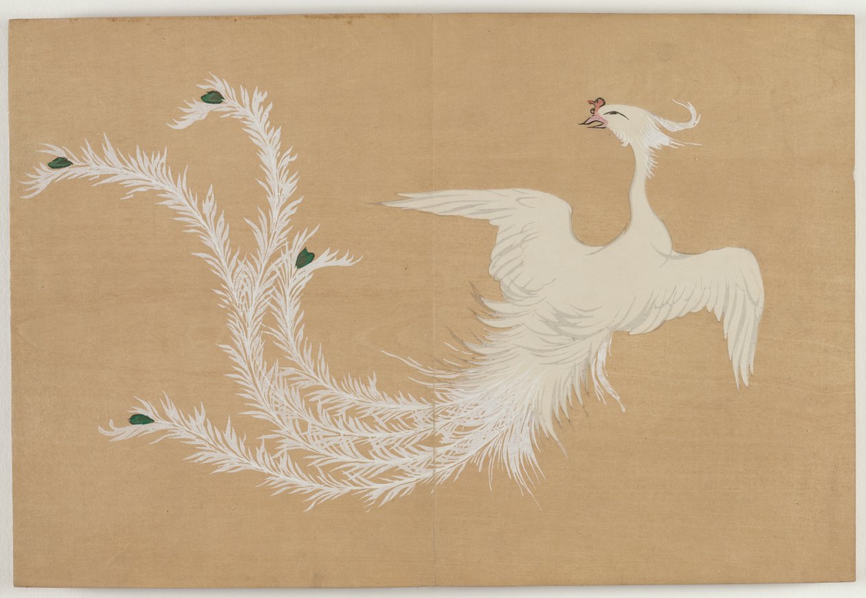 Bloemen van honderd werelden (Momoyogusa): Witte feniks (Hakuho) door Kamisaka Sekka
