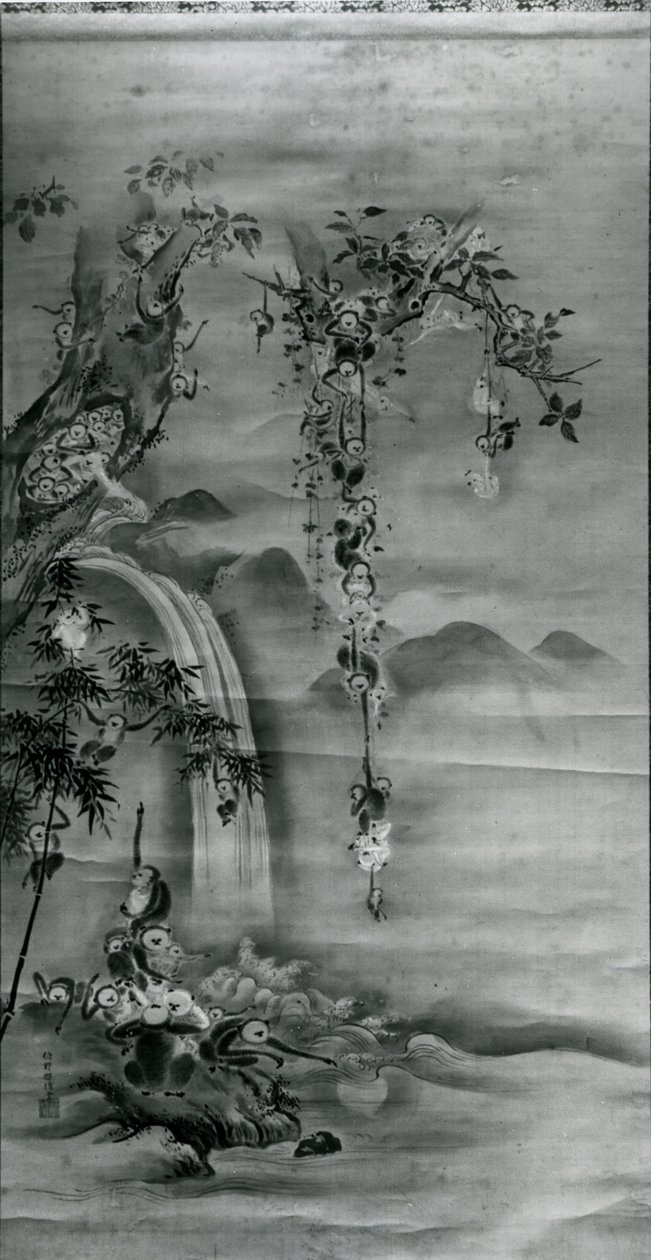Familie van apen, late 17e eeuw door Kanô Tanshin Morimasa