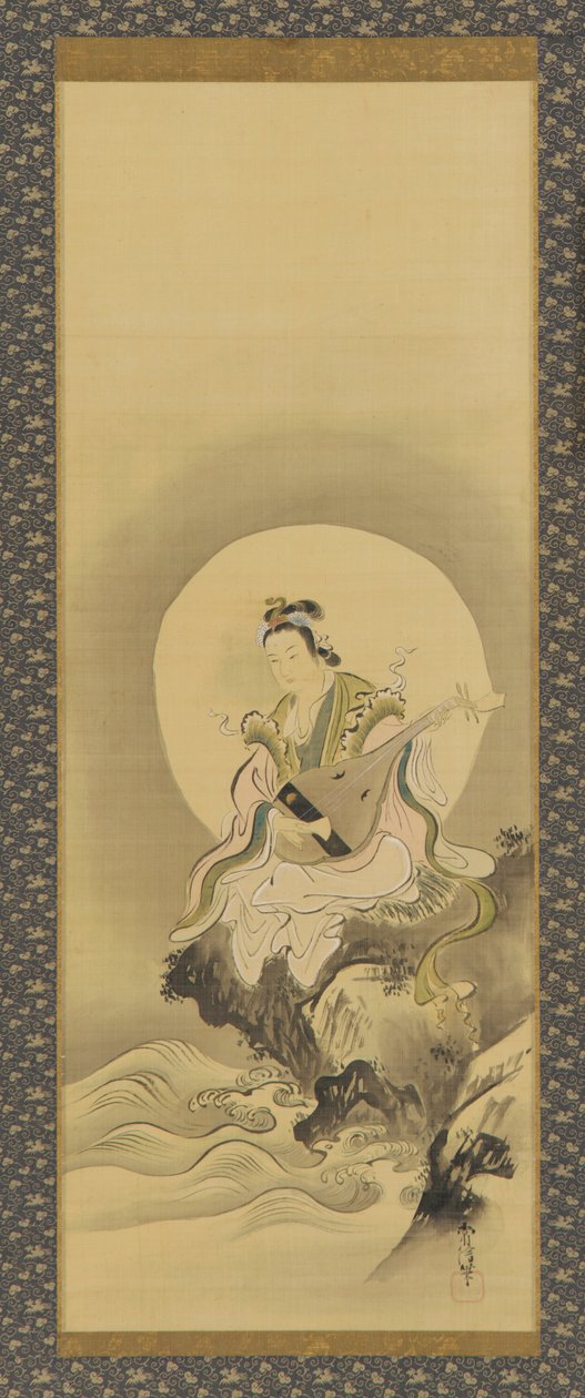 Benten Sarasvati zittend op een rots door Kanô Yôboku Tsunenobu