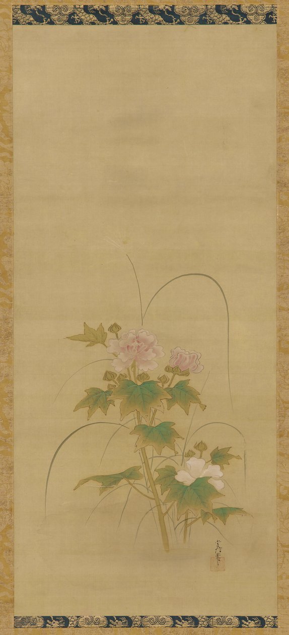 Hibiscus deel van een set, Edo-periode door Kanô Yôboku Tsunenobu